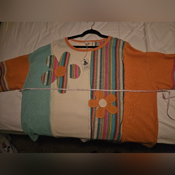 Easel Multicolor Striped and Floral Top - Picture 3 of 3